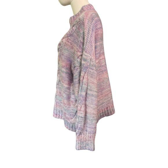 Maeve Anthropologie Multicolor Cable Knit Sweater Women's L Pastel Purple Pink - Picture 8 of 10